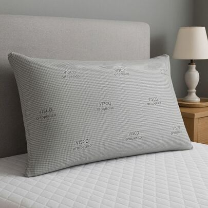 MADE IN TURKEY Visco Pillow – 50x70 Cm – Memory Foam Shredded Filling – Cotton Cover – 1000g – Neck & Back Support Pillow