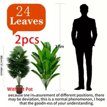 2pcs Large Artificial Palm Trees, Artificial Plant Combination, 35-Inch Large Artificial Banana Tree And Fan-Shaped Leaves Tropical Plants With 24 Leaves Total, Realistic Plastic Broad-Leaf Plants Decor, Evergreen And Lifelike Tall Tropical Plants, Wide-Leaf Tropical Rainforest Decorative Trees, Suitable For All Seasons Artificial Potted Trees, Ideal For Home, Party, Office, Garden, Hotel, Indoor And Outdoor Decor, Great Gift For Holidays