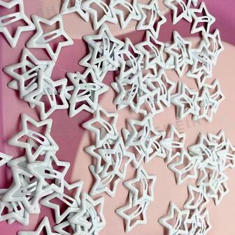 30 件白色星星发夹，时尚女孩发饰，可爱五角星发夹/BB 夹，适合日常使用，爪夹，发夹，发夹，发夹，配饰 Y2k