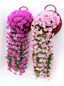 Nejlue Artificial Flowers/Plants1111 Home & Living 2 件 85 厘米人造假吊花植物，用于户外秋季装饰，1 件仿丝绸紫罗兰抗紫外线真实蔓生藤蔓，用于家居装饰、房间装饰、花园装饰、墙壁装饰、室内外装饰、卧室装饰、婚礼装饰、餐桌装饰、圣诞装饰、派对装饰、生日装饰