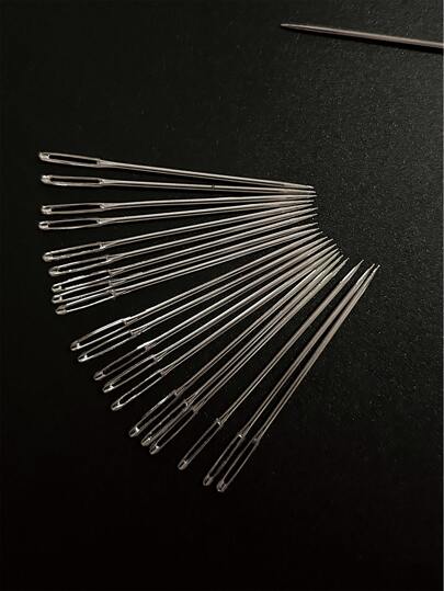 20pcs Pointed Embroidery Needles, 5.1cm Round Head Ribbon Embroidery Needles, Cross Stitch Needles And Hand Sewing Needles