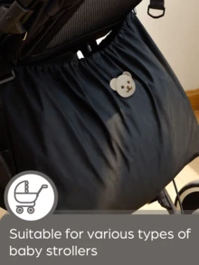 1PC & 2PCS Stroller Bag Large Capacity Waterproof - Reusable Washable Mummy Bag With Black Bear Pattern, Holds Mobile Phone, Wallet & Milk Bottles For Home & Travel