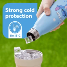 Miniso Disney Stitch 17Oz/500ml Insulated Water Bottle , Keep Warm/Cold 24H, Leak-Proof Vacuum Cup, Double Wall Stainless Steel Water Bottle For Sports, Gym, Travel, And School - Màu xanh lam - Xem 2