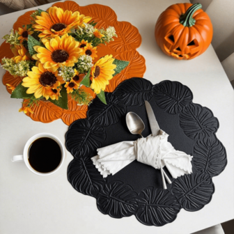 6/8/10pcs Turtle Leaf Style Placemats, Water-Resistant And Anti-Fouling Placemats For Kitchen, Dining Room, Living Room, Holiday Gatherings, Wedding Table Decor, Gifts