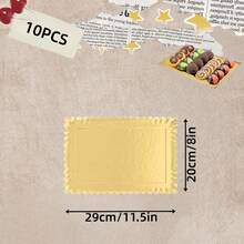 10PCS Scallop Edge Rectangle Paper Trays, Heavy Duty Disposable Golden Cardboard With Greaseproof Coating, Perfect For Elegant Dessert Table Serving Parties, Cupcake Display, Birthday Party, Wedding - Gold - View 13