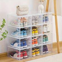 1 pieza Caja de zapatos transparente premium, caja de almacenamiento de plástico para zapatillas, caja de exhibición antioxidante para uso doméstico