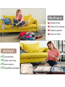 7 Piece Luggage Organizer Set, Travel Packing Cubes With Laundry Bag, Compression Shoe Bags, Clothes & Underwear Storage Bags, Unisex Design - Beige - View 6