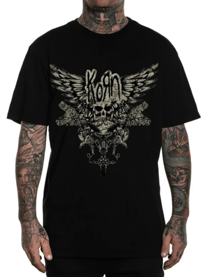 Camiseta Korn Assas Caveira Rock Banda Internacional Oldschool Rock and Roll Camisa Blusa Unissex Masculino Feminino 100% Algodão Top Premium Streetwear Lançamento Envio Imediato Varias Cores!! Plus Size
