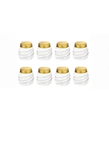 Pot de miel avec couvercle en métal - parfait pour les mariages, les baptêmes de jeunes, les anniversaires et les fêtes - récipient en plastique réutilisable pour les desserts et les cadeaux, boîte cadeau | Ensemble de contenants élégants | Boîte avec couvercle en métal