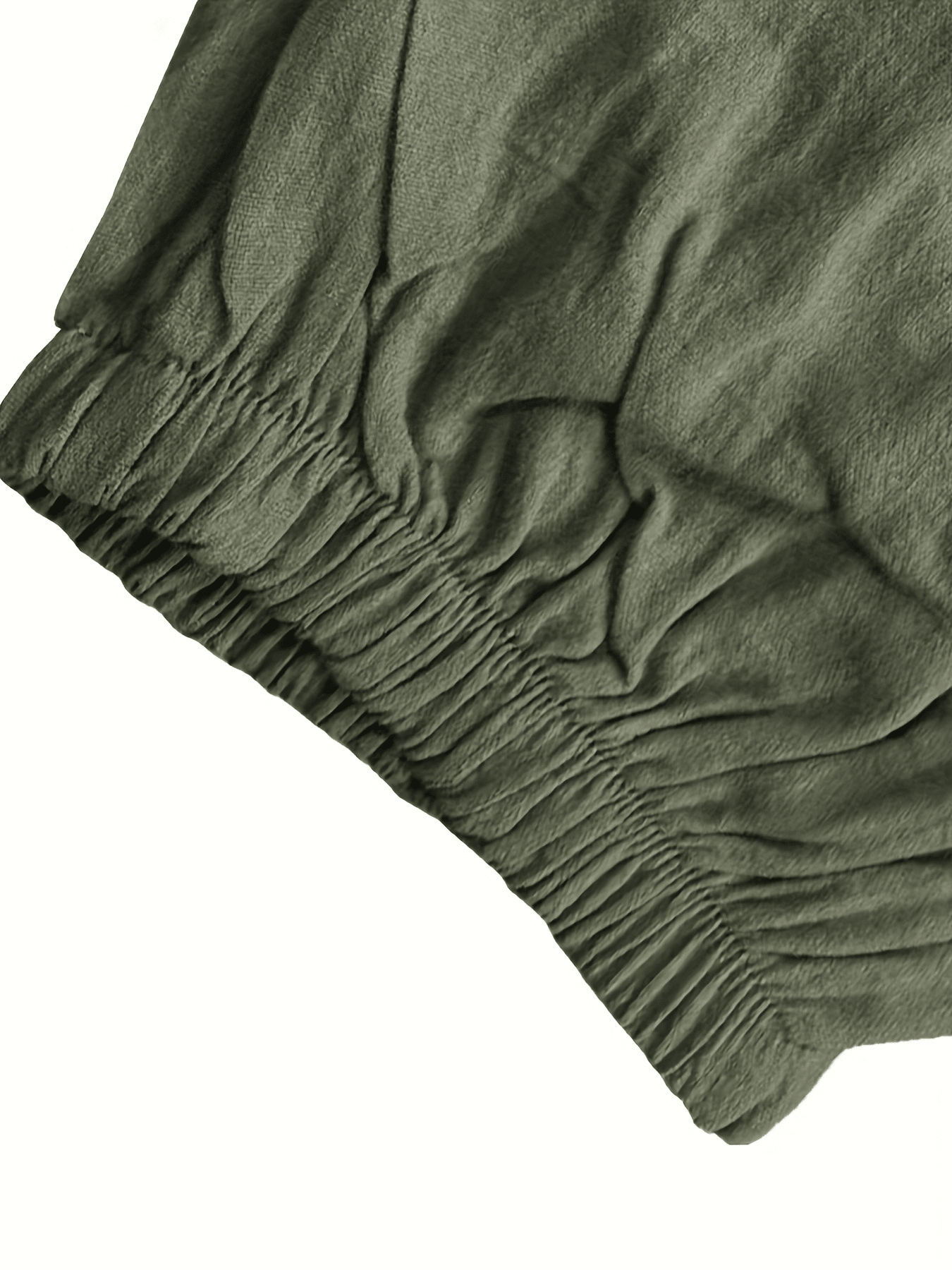 男士宽松亚麻灯笼裤，休闲阔腿哈伦七分裤，轻盈透气，适合春秋季穿着 - 綠色 - 查看 5