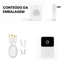 Campainha Sem Fio Inteligente Com Interfone Câmera Wi-fi  Casa Resendencial - Branco - Visão 8