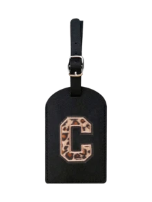 1pc TSA Approved Luggage Tag, PU Leather Material, Leopard Print, Alphabet A-Z Options, With Privacy Cover, Can Be Used As Business Card Or Travel Backpack Label, Unisex, Travel Essential, Luggage, Travel Gear, Back To School, Alphabet Print - Multicolor - View 19