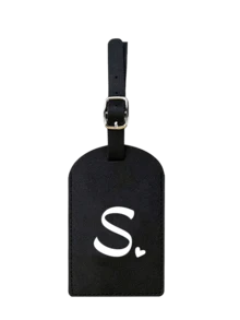 个性化皮革行李牌，可定制A-Z字母，隐私保护套，带名片槽，可爱旅行背包标签，男女通用，适用于宠物包、背包、行李箱、文具包等，旅行必备，适合海滩度假、返校季，是送给家人、朋友和老师的理想礼物，字母印花 - 黑色 - 查看 23