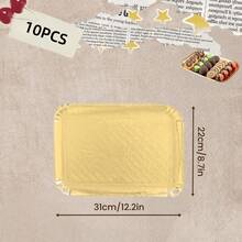 10pcs Disposable Gold Paper Trays, Thickened Anti-Oil Rectangular Cake Boards With Thickened Base, Suitable For Elegant Dessert Table, Cupcake Display, Birthday Party, Wedding And Other Occasions - Gold - View 13