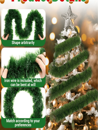 1 pieza Cinta decorativa de Navidad de 9cm*500cm, tiras de flores de madder, adornos para árbol de Navidad, color verde y blanco, suministros para fiestas de Navidad (Verde)