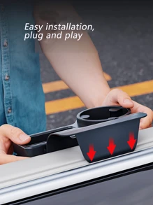 耐用的黑色塑料多功能汽车储物盒，带杯架、手机插槽和储物隔层 - 节省空间的设计，适合饮料、食物、智能手机和必需品，适合大多数车辆、汽车储物 - 彩色 - 查看 8