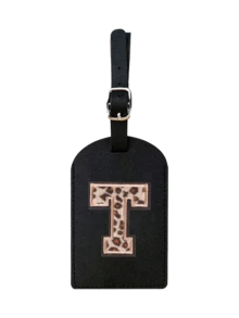 1pc TSA Approved Luggage Tag, PU Leather Material, Leopard Print, Alphabet A-Z Options, With Privacy Cover, Can Be Used As Business Card Or Travel Backpack Label, Unisex, Travel Essential, Luggage, Travel Gear, Back To School, Alphabet Print - Multicolor - View 13