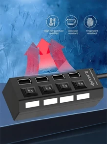 带 4 英尺电缆的 7 端口 USB 集线器 - 兼容笔记本电脑、PC、MacBook、iMac 等 - 即插即用、过流保护、紧凑型笔记本电脑设计 | 高速数据传输和节省空间的电缆延长 - 黑色 - 查看 6