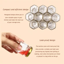 1.5 盎司六角形迷你玻璃蜂蜜罐 - 12/24/36/48/56 件套装，配有木勺、金色盖子、蜜蜂饰物、粗麻布 - 非常适合婴儿洗礼、婚礼回礼、派对礼物 - 無色 - 查看 4