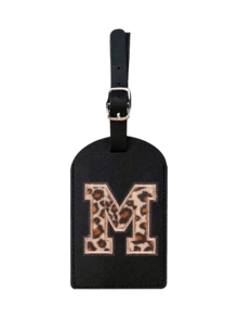 1pc TSA Approved Luggage Tag, PU Leather Material, Leopard Print, Alphabet A-Z Options, With Privacy Cover, Can Be Used As Business Card Or Travel Backpack Label, Unisex, Travel Essential, Luggage, Travel Gear, Back To School, Alphabet Print - Multicolor - View 11
