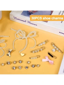 30pcs/Set Elegant Faux Pearl Butterfly Brooch, French Style Women Brooch, Ideal Gift To Decorate Personalized Shoes Or Other Accessories Halloween Halloween Accessories Teachers Day