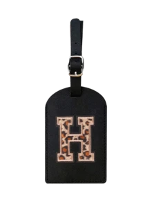 1pc TSA Approved Luggage Tag, PU Leather Material, Leopard Print, Alphabet A-Z Options, With Privacy Cover, Can Be Used As Business Card Or Travel Backpack Label, Unisex, Travel Essential, Luggage, Travel Gear, Back To School, Alphabet Print - Multicolor - View 16