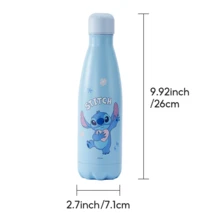 Miniso Disney Stitch 17Oz/500ml Insulated Water Bottle , Keep Warm/Cold 24H, Leak-Proof Vacuum Cup, Double Wall Stainless Steel Water Bottle For Sports, Gym, Travel, And School - Màu xanh lam - Xem 11