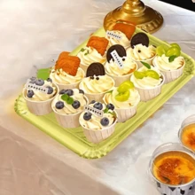 10pcs Disposable Gold Paper Trays, Thickened Anti-Oil Rectangular Cake Boards With Thickened Base, Suitable For Elegant Dessert Table, Cupcake Display, Birthday Party, Wedding And Other Occasions - Gold - View 5