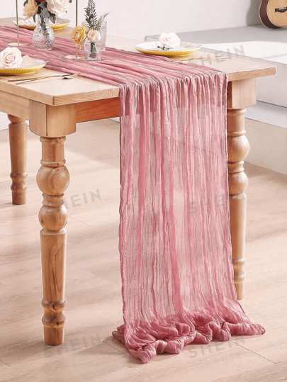 1 pieza/2/5 piezas Camino de mesa plegable de estilo retro rosa de poliéster, decoraciones para fiestas de cumpleaños, accesorios para bodas, decoración del hogar para fiestas, mantel, bandera de mesa, cubierta de mesa, decoración para bodas