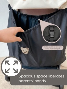 1PC & 2PCS Stroller Bag Large Capacity Waterproof - Reusable Washable Mummy Bag With Black Bear Pattern, Holds Mobile Phone, Wallet & Milk Bottles For Home & Travel