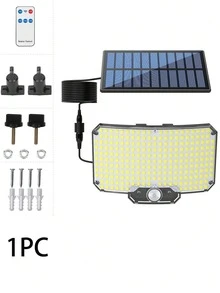1个/2个户外太阳能感应灯，8000流明，234颗LED聚光灯，带遥控器，3种照明模式，可拆卸太阳能板，便携式，易于安装，无线泛光灯模拟安防摄像头，适用于酒店、门廊、花园、庭院、车道等场所。（1个234颗LED/2000mAh太阳能板相当于4个100颗LED/1200mAh太阳能板） - 單頭分體-壁燈 - 查看 13