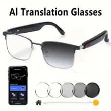 AI Translation Smart Glasses, Color-Changing Lenses, Support 160+ Languages Real-Time Translation, Fashionable Audio Glasses, Built-In Microphone And Speaker, Listen To Music And Answer Phone Calls, Touch Operation, Voice Assistant, Call Noise Reduction, Magnetic Charging, Suitable For Sports, Music, Office, Travel - The Ideal Holiday Gift For Both Men And Women! - 銀色 - 查看 1