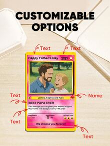 1张定制照片宝可梦卡片，个性化照片卡，宠物卡，定制PVC钱包卡（可添加文字），动漫风格，宠物爱好者礼物，父亲节礼物，生日礼物，送给妈妈的礼物，母亲节礼物，送给她/他的礼物，送给妈妈/爸爸的礼物，圣诞节礼物，家居装饰客厅 - 粉色 - 查看 2