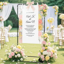 Wedding Welcome Sign Stand,Black Adjustable Wedding Sign Holder With Leather Hanging Straps, 69inch Seating Chart Stand For Party,Bride Shower,Graduation Ceremony,Mother's Day Decorations - 黑色 - 查看 1