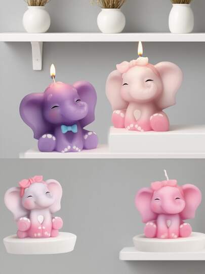 Set de 2 moldes de silicona 3D de elefante adorable para 2025 - Herramienta multifuncional para manualidades con vela, resina y yeso (forma de elefante realista, fácil de desmoldar, se pueden hacer velas perfumadas, decoración de escritorio, regalos hechos a mano para niños, artículos esenciales para fiestas de cumpleaños/decoración del hogar, regalo de regreso a la escuela)