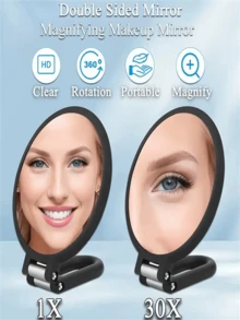 Bộ 2 gương trang điểm và nhíp, gương hai mặt phóng đại 10X chuyên nghiệp, tay cầm xoay 360° có thể điều chỉnh, đế gập lại, tiện lợi mang theo khi đi du lịch, thích hợp cho việc trang điểm chính xác, món quà lý tưởng cho bạn gái, quà tặng ngày Valentine và Lễ Tạ ơn. - Nhiều màu - Xem 13