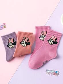 Disney 3/6双正品儿童可爱米妮老鼠袜子，女童中筒袜，韩版卡通男童袜，幼儿婴儿袜，秋冬季 - 彩色 - 查看 7