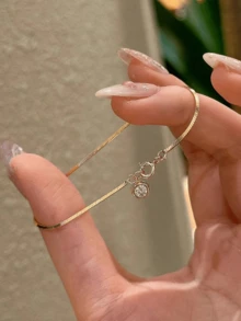 1 件纯银泡泡圆形钻石蛇骨手链，适合女士 - 锆石点缀，高档外观，百搭堆叠，精致的小众工艺 - 圓鑽手鍊 - 查看 11