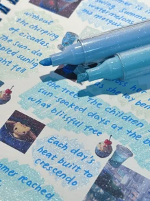 4 件/1 套 12 色闪光荧光笔荧光笔荧光凝胶笔斜头记号笔粉色和可爱荧光笔返校学校办公文具下划线突出显示宽彩色彩绘文具学校用品 - 套裝 - 查看 8