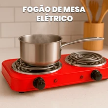 Fogareiro Elétrico Portátil 2 Bocas 2000W com Termostato e 5 Temperaturas