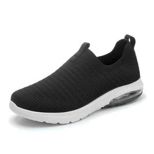Womens Walking Shoes Breathable Knit Slip On Sneakers Lightweight Athletic Gym Shoes - 黑色 - 查看 5