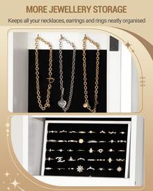 Hzuaneri Schminktisch, Abnehmbarer Großer Spiegel, mit Schmuckaufbewahrung, Offene Regale, 5 Schubladen, mit Beistelltisch, für Schlafzimmer, Weiß