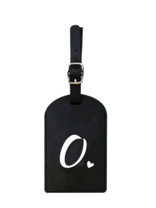 个性化皮革行李牌，可定制A-Z字母，隐私保护套，带名片槽，可爱旅行背包标签，男女通用，适用于宠物包、背包、行李箱、文具包等，旅行必备，适合海滩度假、返校季，是送给家人、朋友和老师的理想礼物，字母印花 - 黑色 - 查看 29
