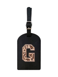1pc TSA Approved Luggage Tag, PU Leather Material, Leopard Print, Alphabet A-Z Options, With Privacy Cover, Can Be Used As Business Card Or Travel Backpack Label, Unisex, Travel Essential, Luggage, Travel Gear, Back To School, Alphabet Print - Multicolor - View 12