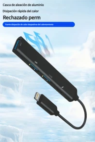 6 Lector de tarjetas de memoria tipo C a SDTF, expansor HUB, teléfono móvil, computadora, conectado a la carga de auriculares USB - Plateado - Ver 1