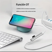 6 Lector de tarjetas de memoria tipo C a SDTF, expansor HUB, teléfono móvil, computadora, conectado a la carga de auriculares USB - Plateado - Ver 7