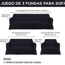 AMOROSA 3 Pieza Funda Cubre Sala con Falda Tipo Plumeti Funda de Sofá Lavable Elástica Fácil de Instalar Fundas para Sillones Sala  (1 plaza, 2 plazas, 3 plazas) Decoración Sala Negro - Negro - Ver 7