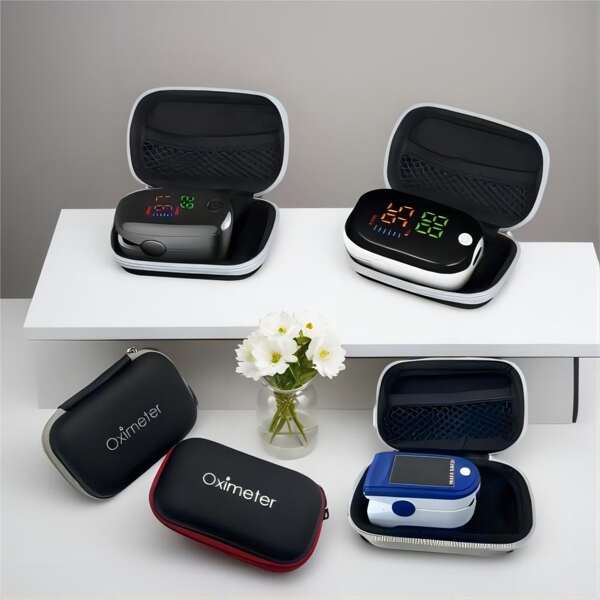 Oxímetro de pulso de dedo, Monitor de frecuencia cardíaca, Monitor de Spo2 con cordón y estuche de almacenamiento