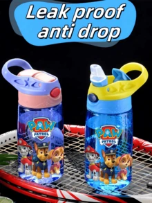 1Pc Paw Patrol 500ml/16oz Party Water Cup Water Bottle Large Capacity With Straw Portable Handle Non-Leaking Water Cup Suitable For Birthday Party Thanksgiving Party Halloween Party Christmas Party (The Lid May Be Random)