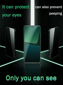 2 片钢化玻璃屏幕保护膜，适用于小米红米手机，防刮，表面光滑，易于安装，隐私保护膜 - 黑色 - 查看 3